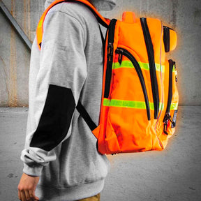 rugged xtremes canvas laptop backpack in hi vis orange