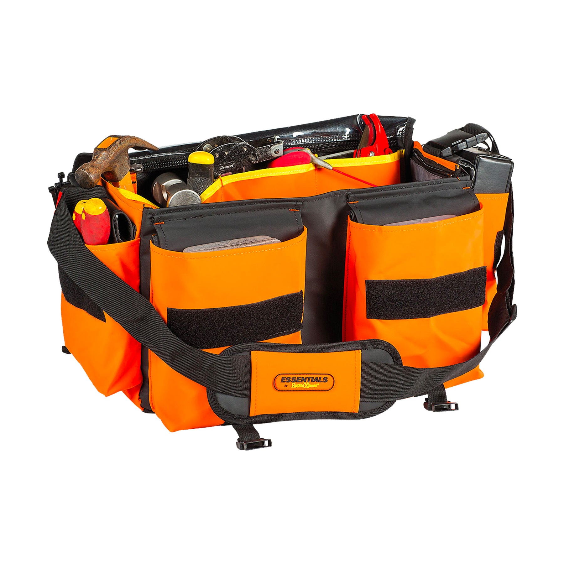 orange/black utility tool bag inner pockets