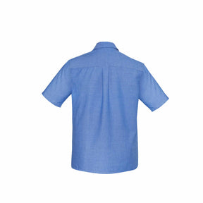 chambray short sleeve shirt back view