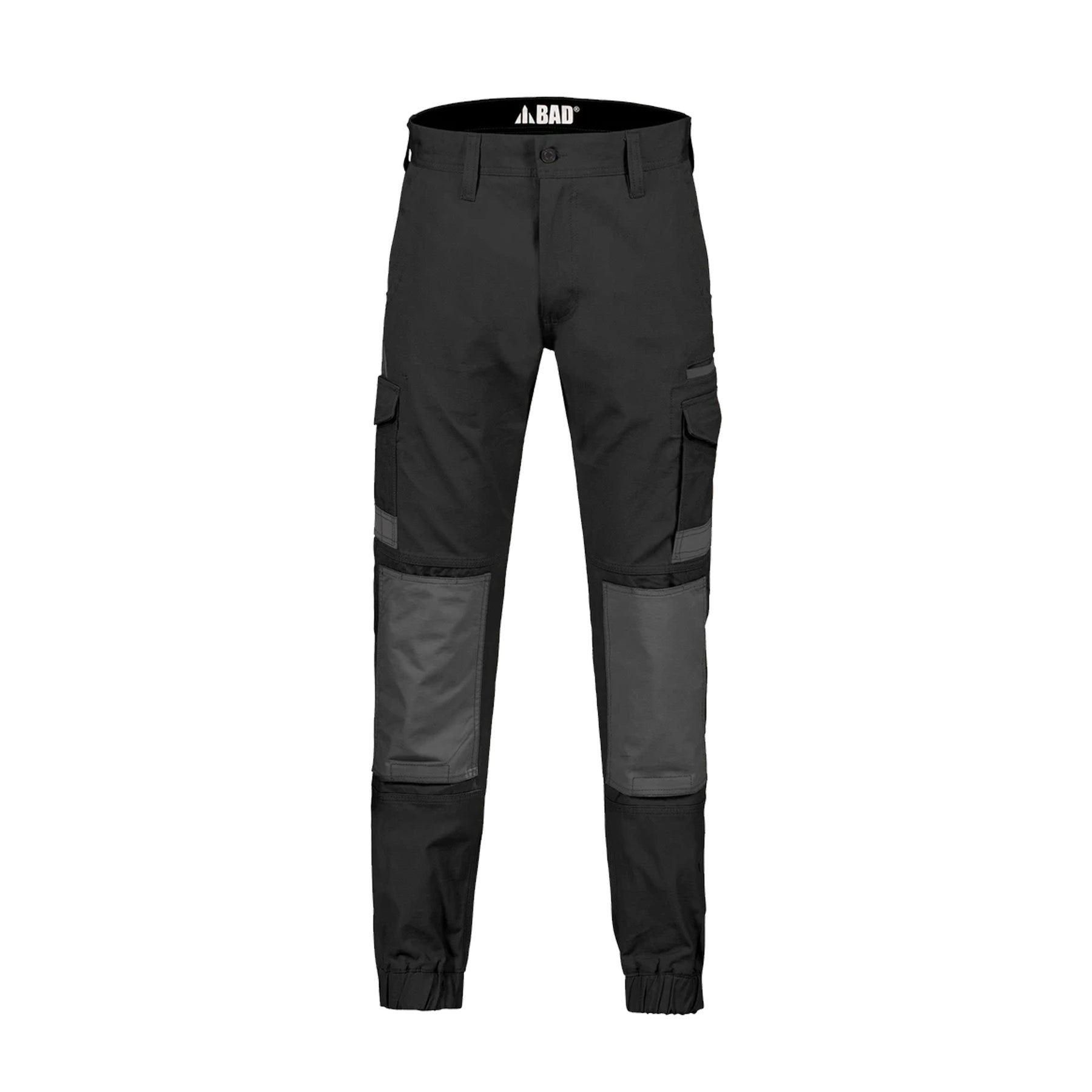 bad attitude slim fit cuffed work pants in black