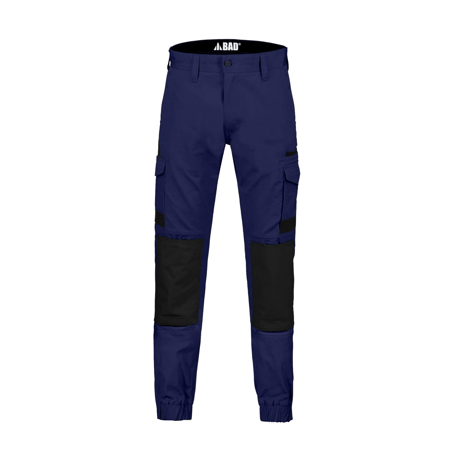 bad attitude slim fit cuffed work pants in navy