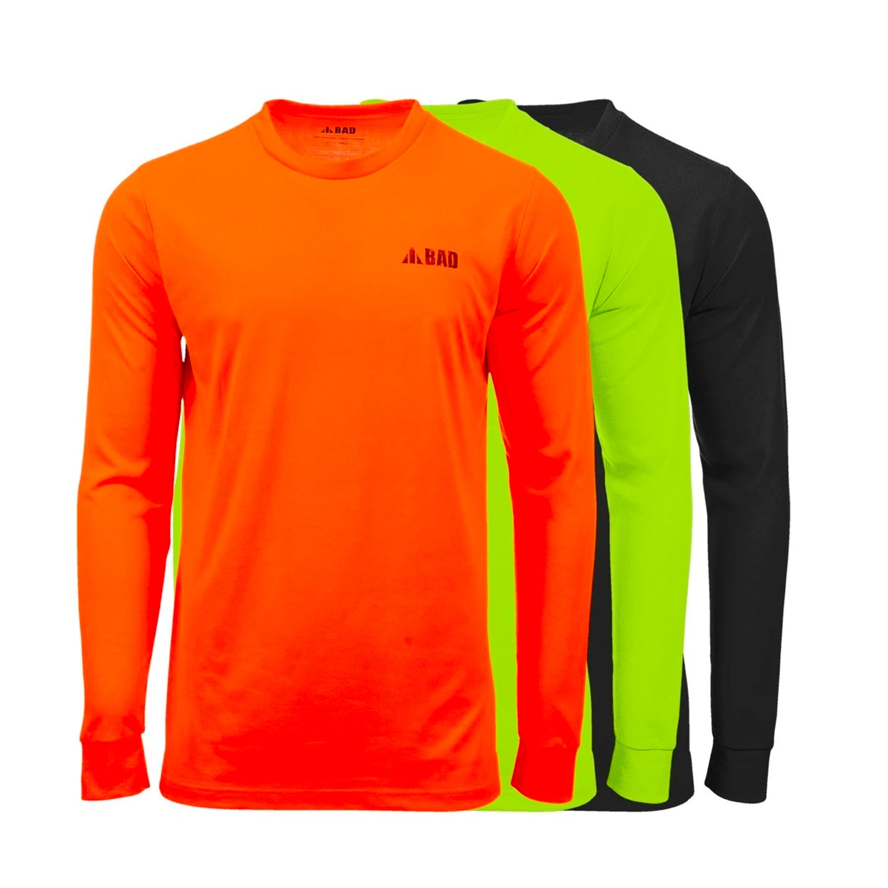 bad trademark long sleeve tshirt in orange, yellow and black