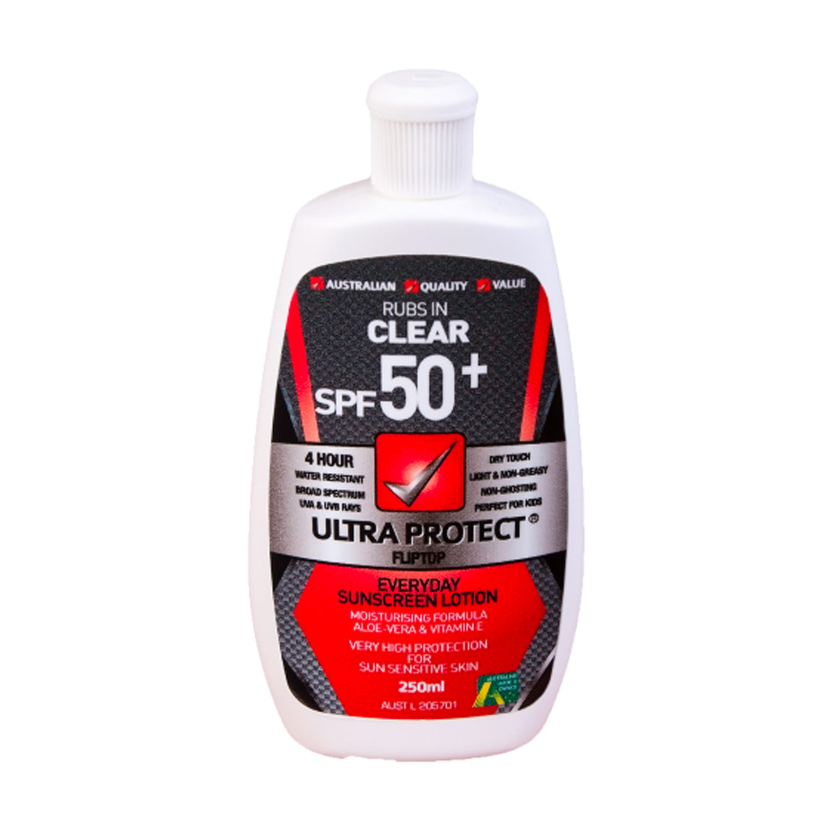 ultra protect sp50+ sunscreen 250ml fliptop