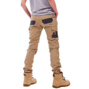 tradie ladies skinny cuffed cargo pant in khaki