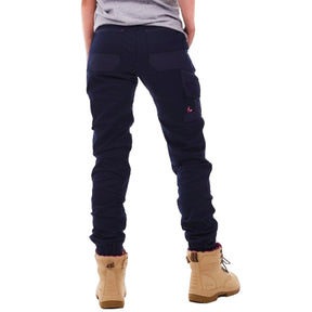 tradie ladies skinny cuffed cargo pant in navy