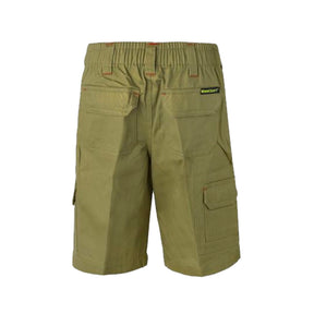 back of kids khaki cargo shorts