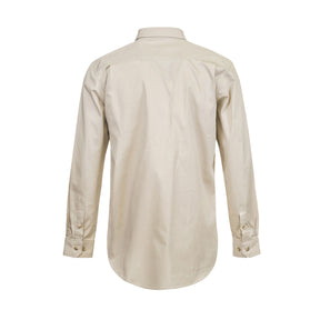 back of lightweight half placket long sleeve shirt in cream