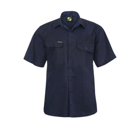 lightweight short sleeve vented cotton drill shirt in navy