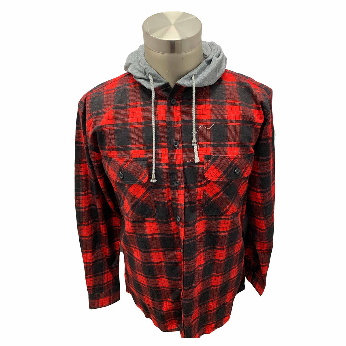 red flannelette shirt with hood