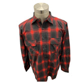 deep red pure cotton flannelette shirt with half placket front