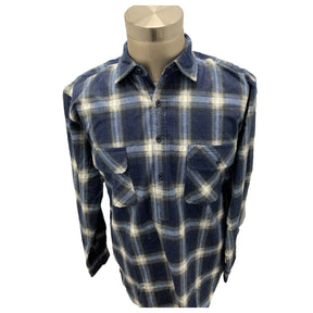 denim pure cotton flannelette shirt with half placket front
