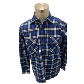 navy pure cotton flannelette shirt with half placket front
