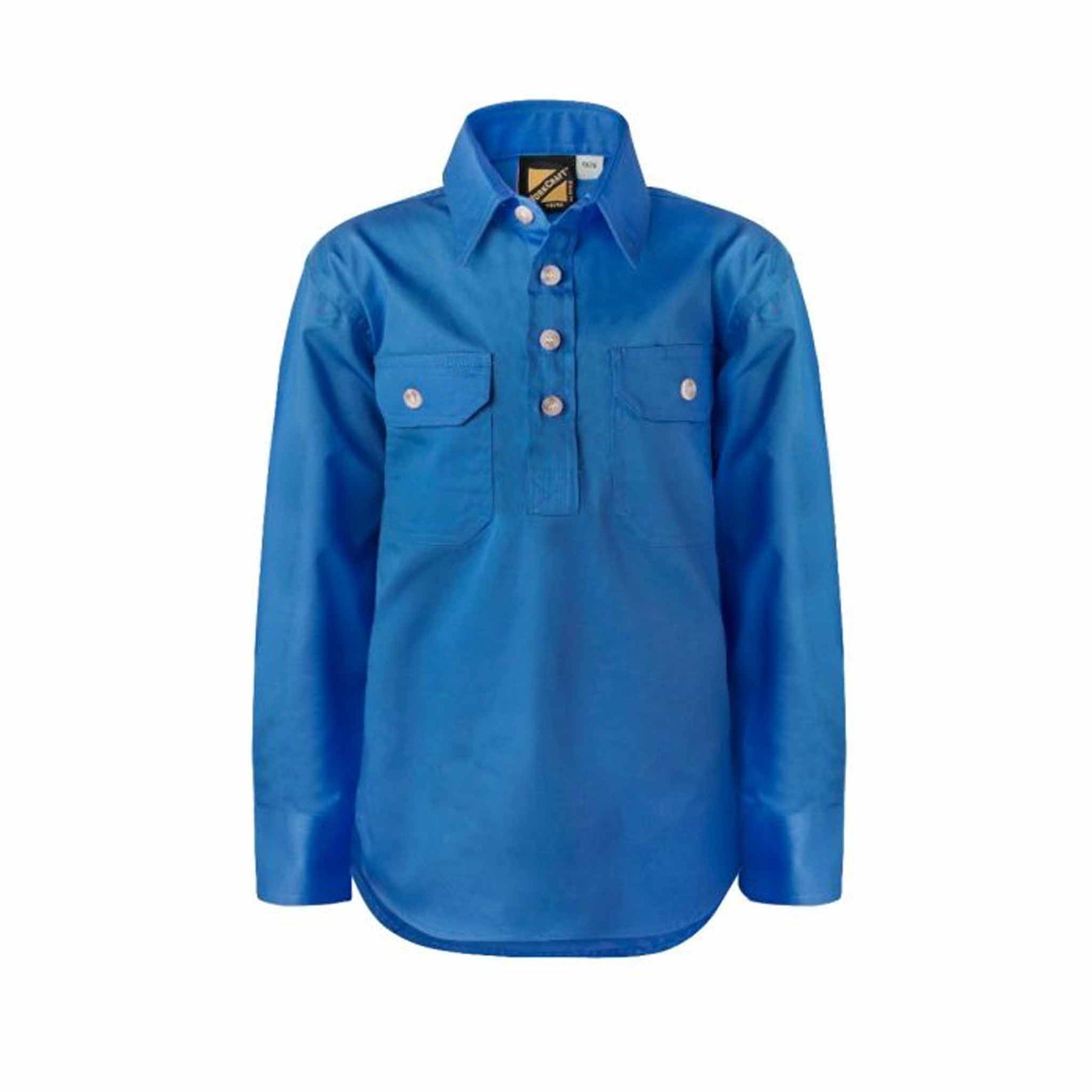 kids lightweight half placket long sleeve shirt in cobalt blue
