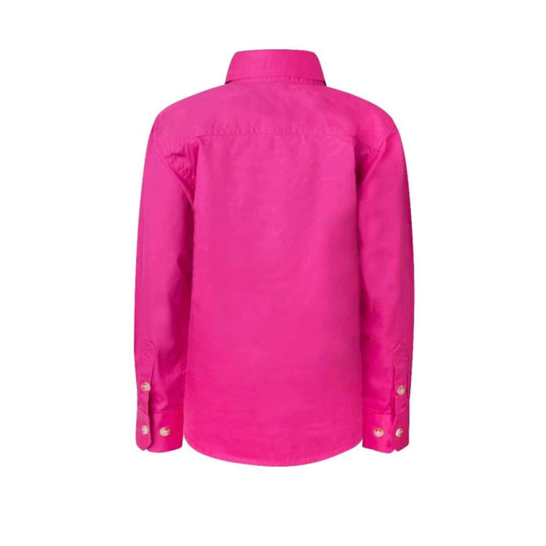 back of kids lightweight half placket long sleeve shirt in pink