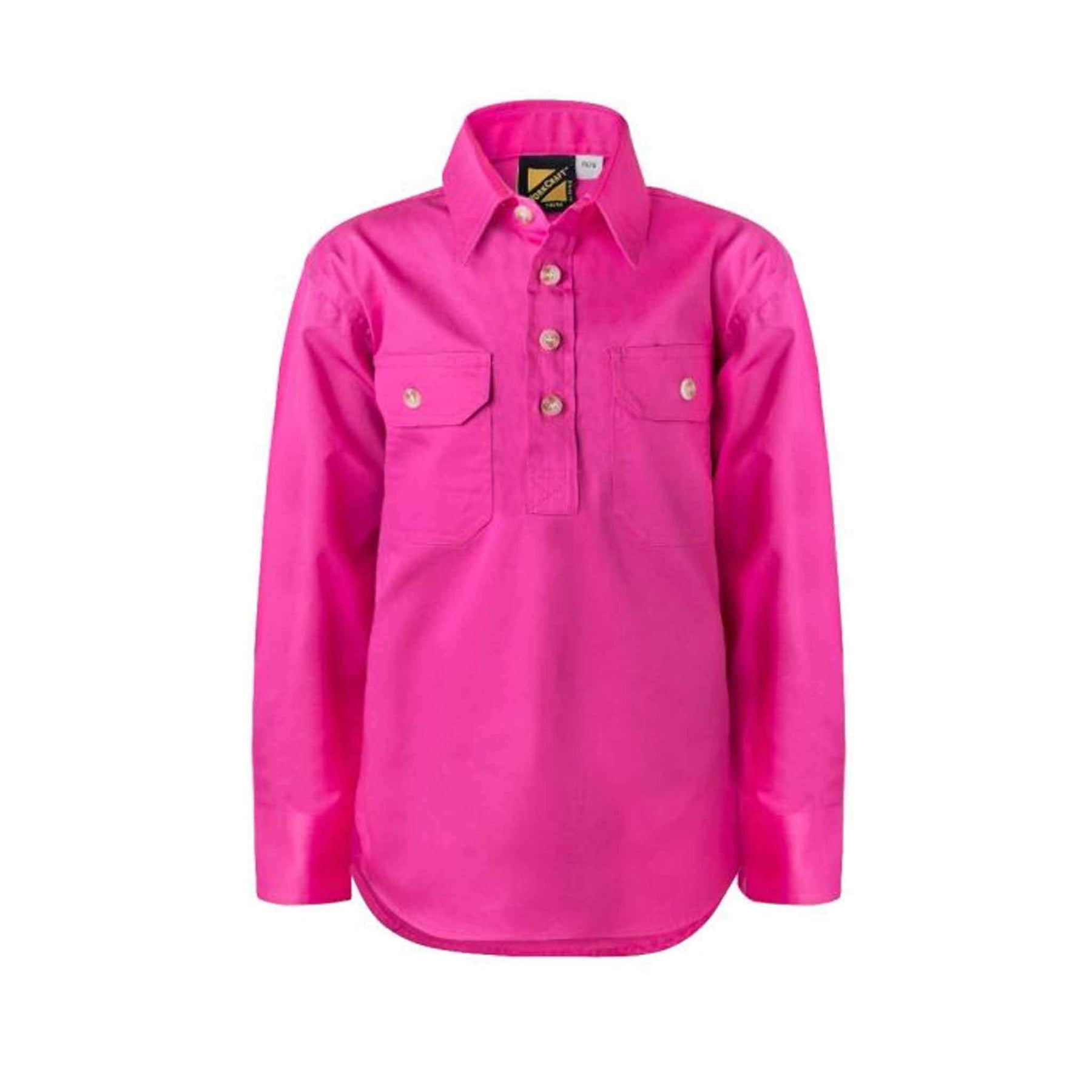 kids lightweight half placket long sleeve shirt in pink
