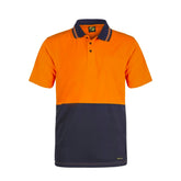 hi vis two tone short sleeve micromesh polo in orange navy