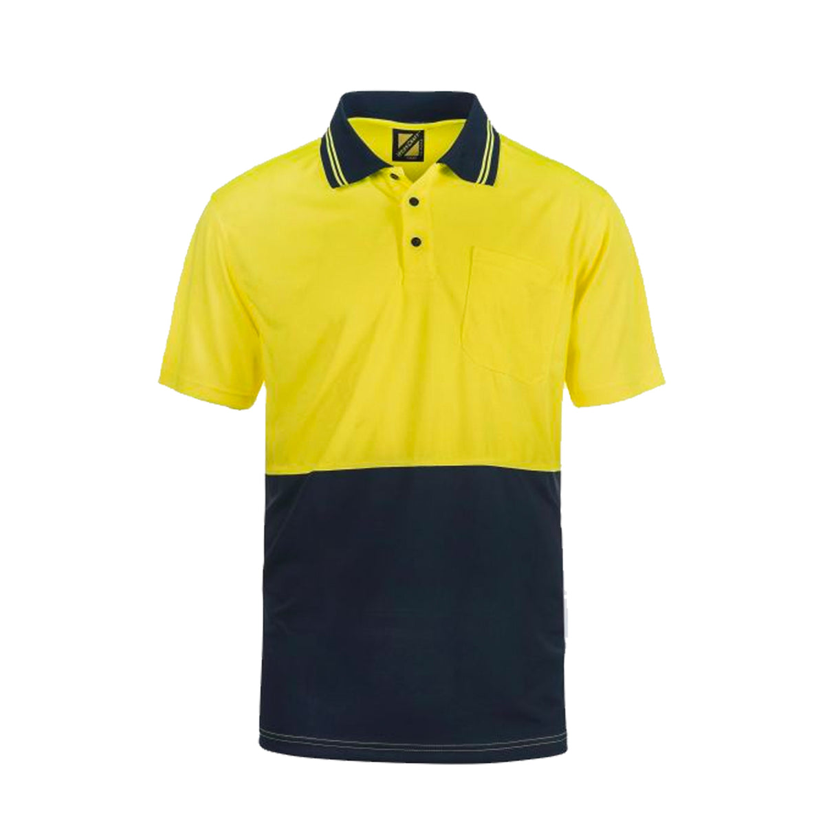 hi vis two tone short sleeve micromesh polo in yellow navy