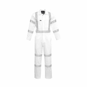 Long sleeved bio motion taped white overalls front view