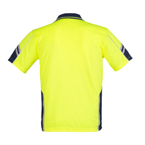 back of squad hi vis short sleeve polo in yellow navy