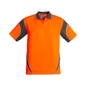 orange charcoal short sleeve mens hi vis aztec polo 