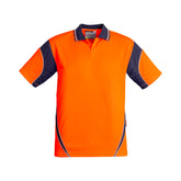 orange navy short sleeve mens hi vis aztec polo 