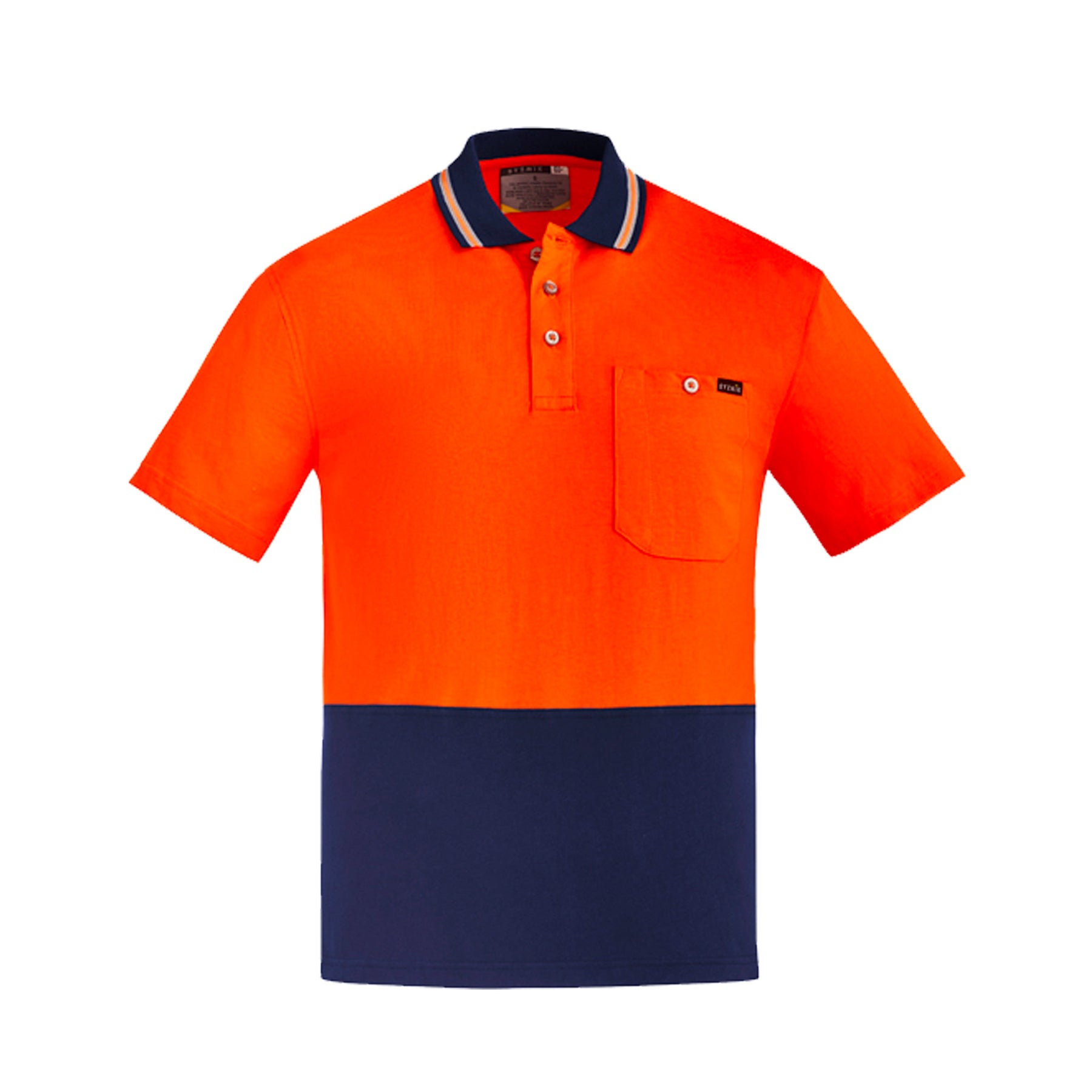 orange navy hi vis cotton short sleeve polo