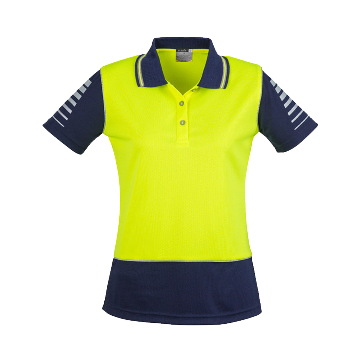 womens hi vis zone polo in yellow navy
