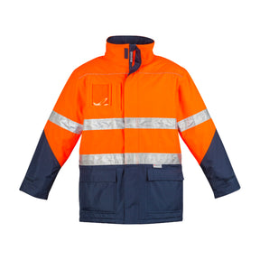 syzmik hi vis storm jacket in orange navy