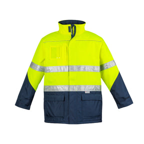 syzmik hi vis storm jacket in yellow navy