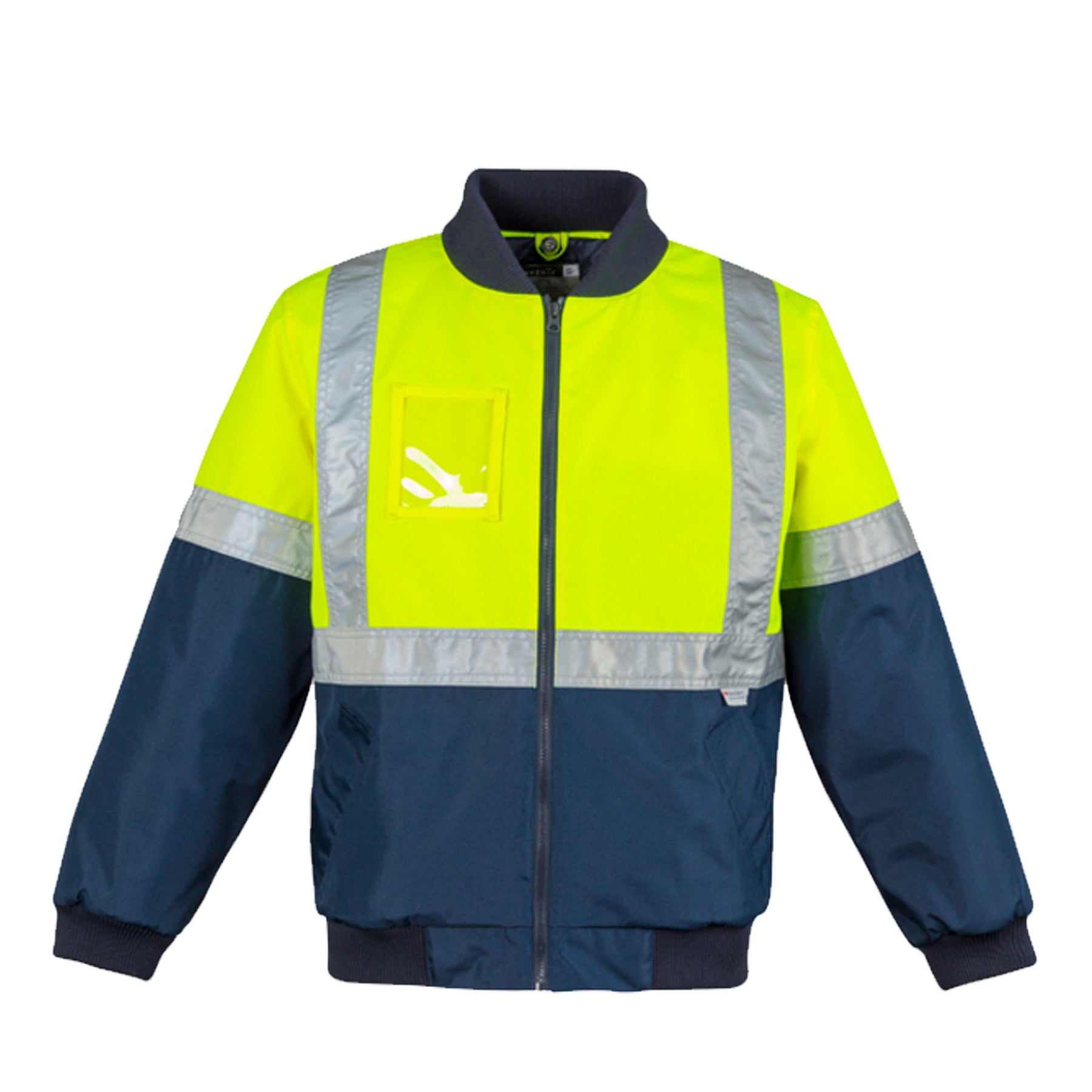 syzmik yellow navy hi vis quilted flying jacket