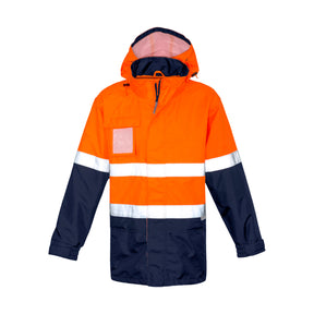 syzmik ultralite waterproof jacket with hood in orange navy