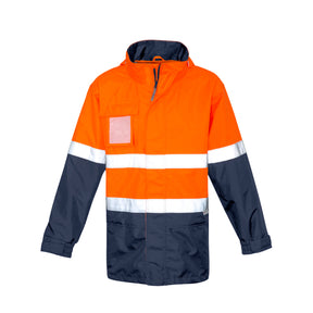 syzmik ultralite waterproof jacket in orange navy