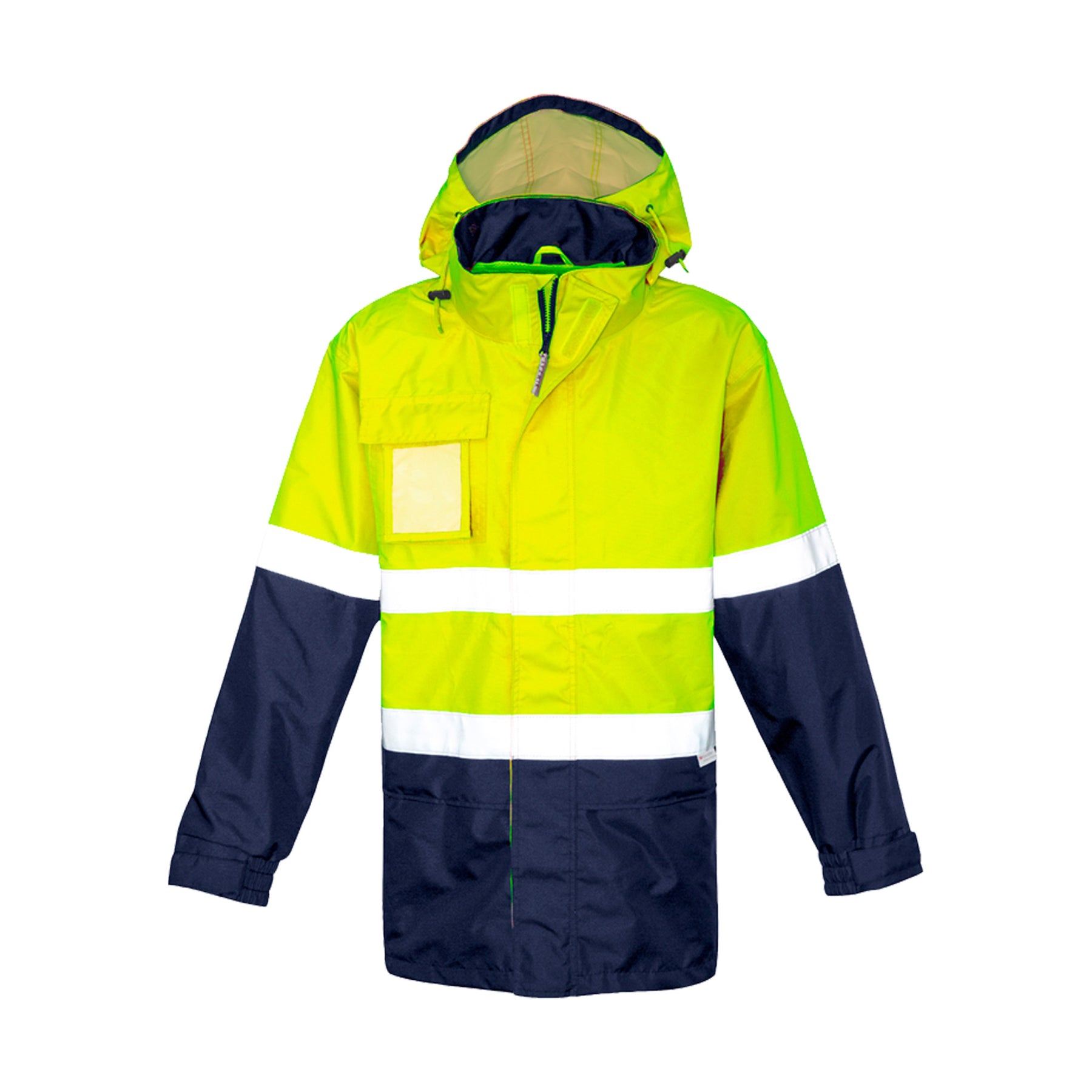 syzmik ultralite waterproof jacket with hood in yellow navy