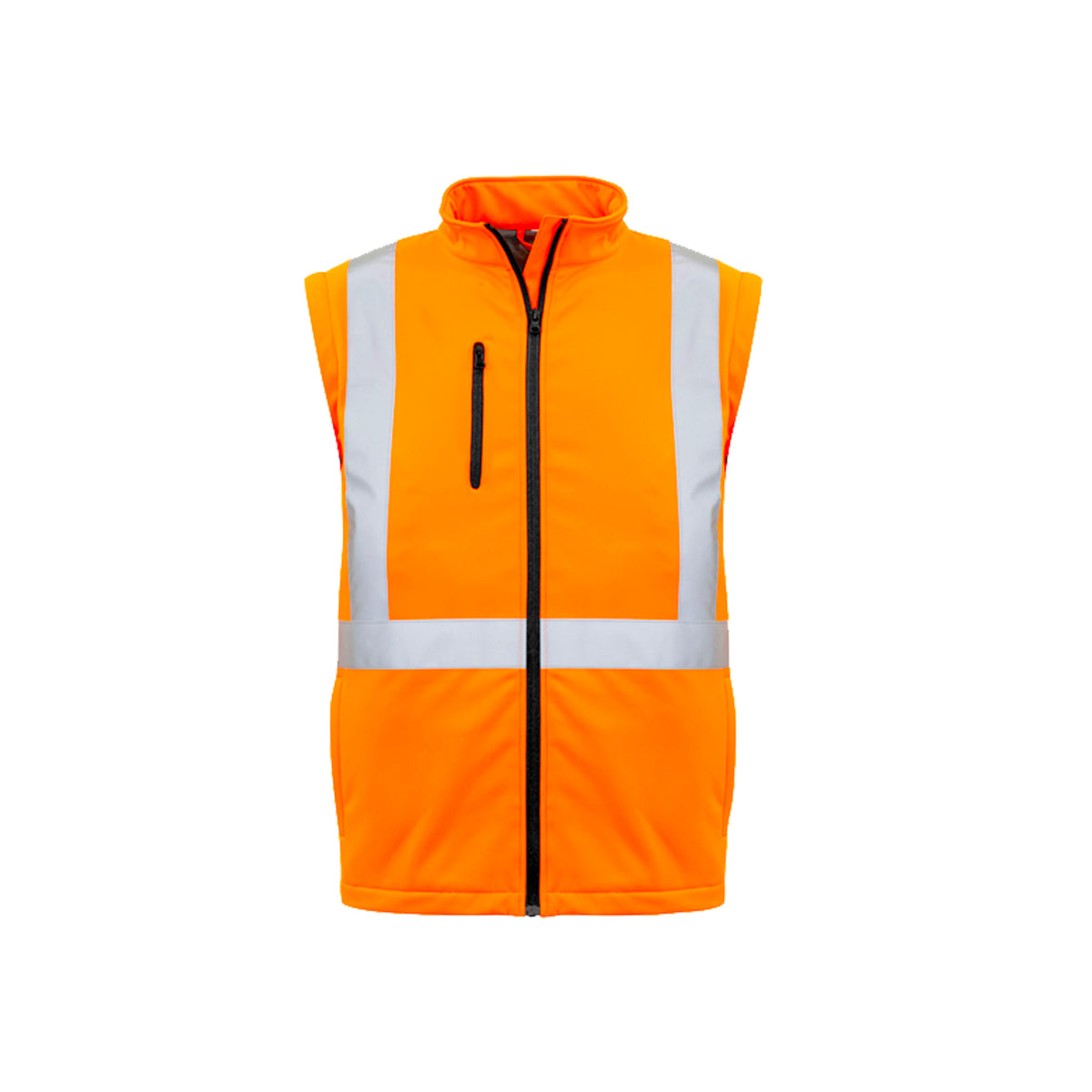 orange hi vis 2 in 1 x back soft shell vest