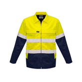 yellow navy hi vis cotton drill jacket