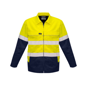 yellow navy hi vis cotton drill jacket