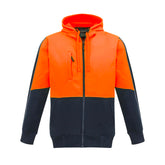 syzmik hi vis full zip hoodie in orange navy