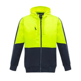 syzmik hi vis full zip hoodie in yellow navy