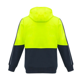 syzmik hi vis full zip hoodie in yellow navy