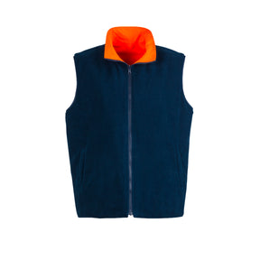 orange hi vis lightweight fleece lined vest reverse side
