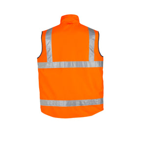 back side of orange hi vis lightweight fleece lined vest