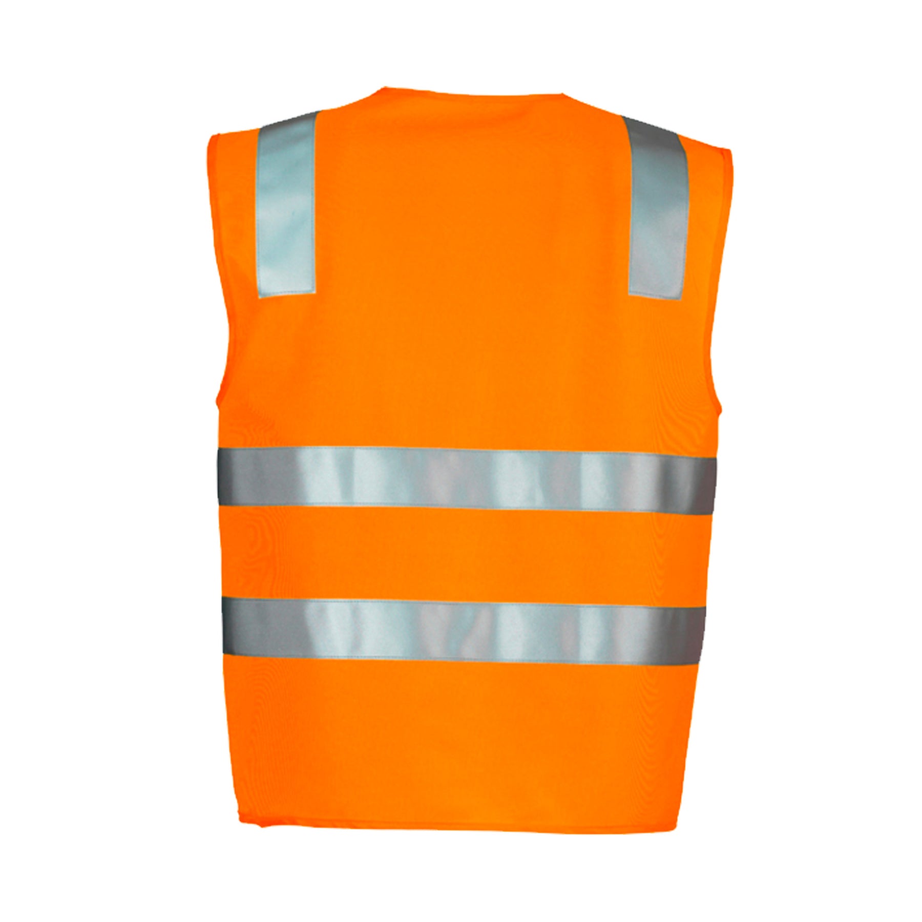 back of orange hi vis basic vest