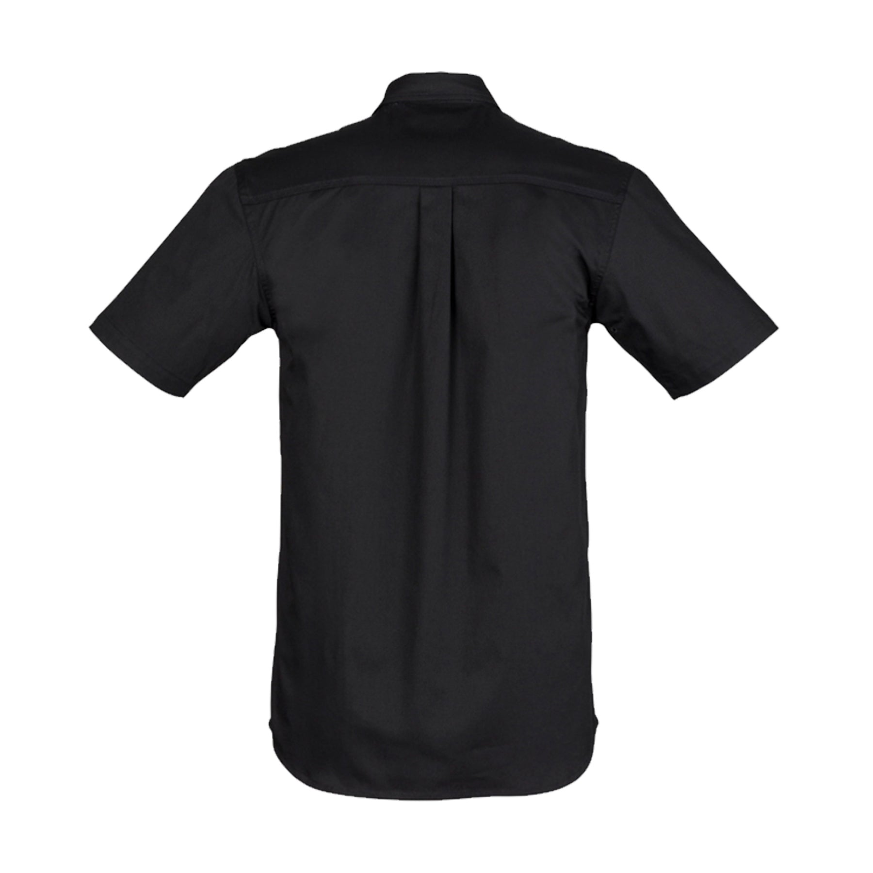 back of light weight short sleeve tradie shirt in black