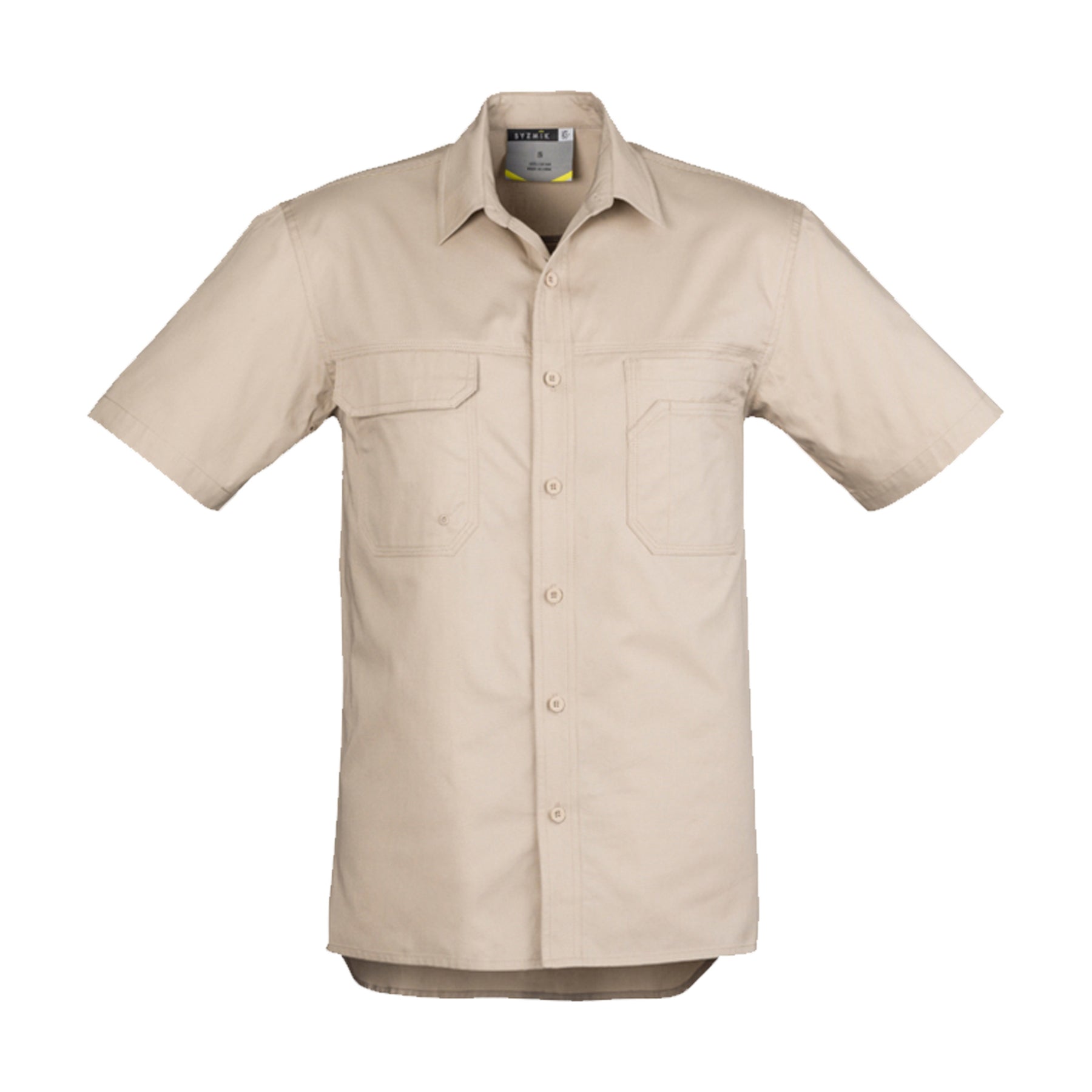 light weight short sleeve tradie shirt in sand