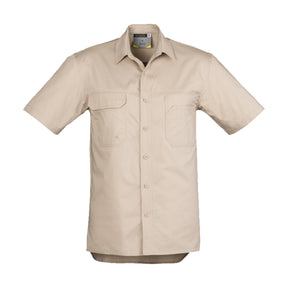 light weight short sleeve tradie shirt in sand