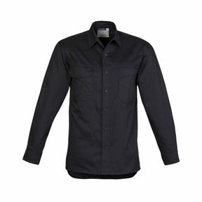 SYZMIK MENS LIGHTWEIGHT TRADIE SHIRT - LONG SLEEVE - ZW121 BLACK