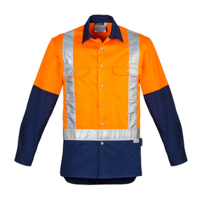 hi vis shoulder taped spliced industrial shirt in orange navy