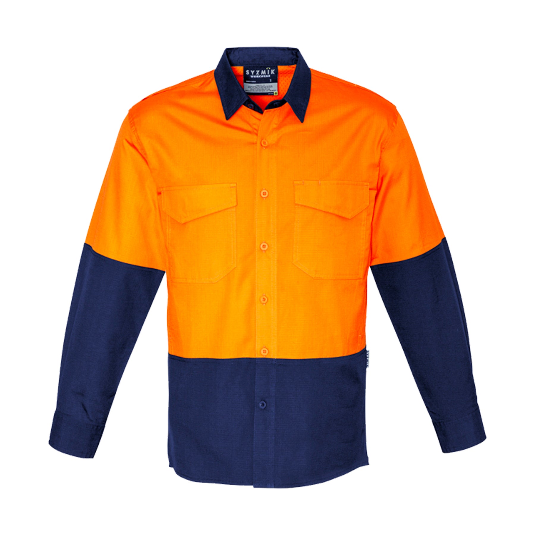 hi vis spliced rugged shirt in orange navy