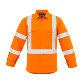 fr x back taped spliced shirt with metatech fabric in orange