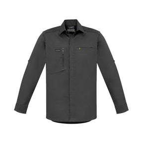 streetworx long sleeve stretch shirt in charcoal